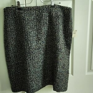 Talbots Black and Silver Knee-Length Pencil Skirt